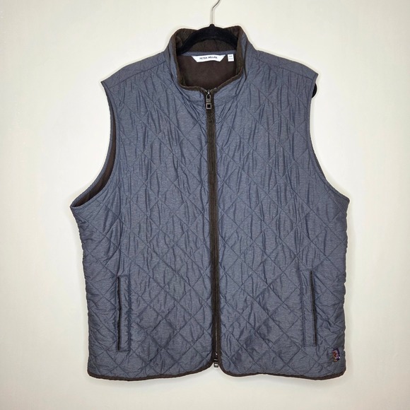Peter Millar Essex Quilted Vest Mens XXL Grey Windproof Fleece Lined
